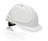 Каска защитная ЕЛАНПЛАСТ ФОРВАРД белая (ленточное оголовье, храповый механизм)
